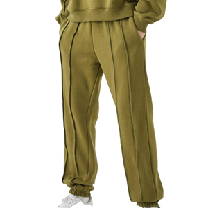 Conjunto Deportivo Unisex con Capucha en Verde Oliva, Manga Larga, Color Sólido, Corte Holgado, Transpirable, de Algodón, Ropa Casual de Otoño, Ecológica - Product Image 5