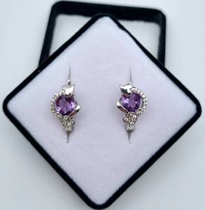 Pendientes de Amatista Natural, Plata de Ley 925, Hechos a Mano, Certificados por IGI, Joyería Fina para Mujer, Regalo para Fiestas, Venta al Por Mayor - Product Image 5