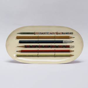 Rectangular Serving <b>Plate</b> With Bohemian Floral Pattern Handpainted Porcelain Enameled Design - Product Image 3