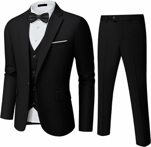 High Performance Men's Business Formal Two Piece Suit <b>Set</b> Breathable Double Breasted Flat Wrinkle-Resistant Polyester Wedding - Product Image 2