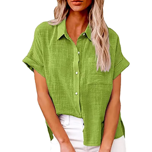 Blusas de Mujer de Manga Corta, Color Sólido, Moda Casual Primavera-Verano 2026, OEM/ODM - Product Image 1