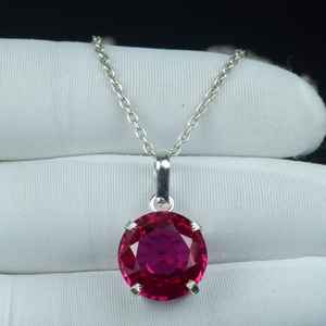 จี้รูปทรงกลมประดับทับทิมสีชมพู ดีไซน์เฉพาะตัว เงินแท้ 925 ทำมือ ของขวัญเดือนกรกฎาคม สร้อยคอ เครื่องประดับ - Product Image 5