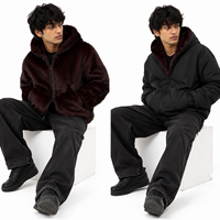 Sweat à capuche zippé réversible en fausse fourrure surdimensionné de haute qualité pour homme, avec logo brodé personnalisé, décontracté, pour l'hiver, vente en gros