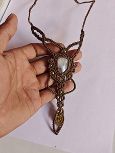 Collar con Colgante de Piedra Lunar Marrón Hecho a Mano, Ajustable, Estilo Boho, Étnico, Curativo, Joyería de Moda, Venta al Por Mayor - Product Image 1
