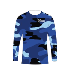 เสื้อกีฬาแขนยาวลายพรางสีน้ำเงินกรมท่า เสื้อยืดออกกำลังกายระบายอากาศได้ดี - Product Image 2