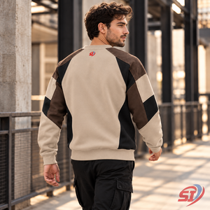 เสื้อสเวตเชิ้ตผู้ชายแบบไม่มีปก ผ้าฟลีซนุ่ม สวมใส่สบาย สปอร์ตแวร์ พิมพ์ลายสีเม็ดสี 280 กรัม โพลีเอสเตอร์/คอตตอน รับผลิตแบบ OEM - Product Image 2