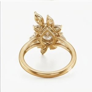 Bague de fiançailles classique pour femme en or rose 18 carats, taille poire avec pierres latérales, diamant de laboratoire certifié IGI, pour usage quotidien - Product Image 4