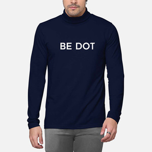 <b>Men's</b> O-Neck Long Sleeve Polyester Knitted Casual <b>Top</b> Breathable Solid White Text Navy Blue - Product Image 1