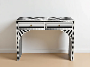 Striped Bone Inlay Console - <b>Wood</b> Console <b>Table</b> - Moroccan Entryway <b>table</b> - Product Image 5