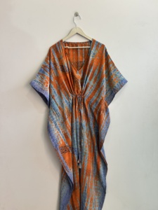 Assorted Recycled Silk Kaftan Women Vintage <b>Maxi</b> <b>Dress</b> <b>Bohemian</b> Luxury Gown - Product Image 3