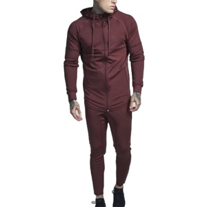 High Quality Raglan Sleeve Slim Fit Track Suit With Drawstring Hoodie & Full Front Zip Men's Sweat Suit For Jogging - Product Image 2