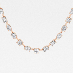 Collar de cadena tipo tenis con diamantes cultivados en laboratorio de 15 1/4 quilates de peso total, de formas variadas, brillante, joyería - Product Image 1