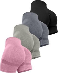 Paquete de 4 Shorts Deportivos para Mujer, Shorts de Gimnasio sin Costuras con Efecto Levanta Glúteos para Yoga y Ejercicio - Product Image 5