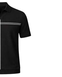 Polo Personalizado para Hombre con Rayas Cruzadas Negras, Manga Corta, Dobladillo Acanalado, Corte Ajustado, Mezcla de Algodón, Casual, Fabricante OEM - Product Image 2