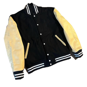 Veste universitaire grecque de qualité supérieure pour fraternité |   Blouson court en laine tricotée avec broderies et rubans |   Conception personnalisée de Letterman |   École - Product Image 1