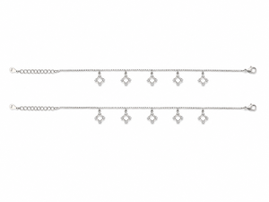 925 Sterling Silver Geometric Dangle Charm <b>Anklet</b> for Women High Polish Minimalist Diamond Shape Design Daily Wear - Product Image 5