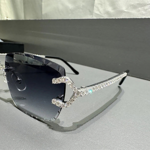 Gafas de Sol Cuadradas sin Montura con Cristales, Ligeras, con Patillas de Madera Helada, Unisex, para Fiestas, Uso Casual al Aire Libre, Protección UV400 - Product Image 1