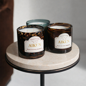 Velas aromáticas AIKUN de cera de soja natural en frasco de vidrio con logo personalizado, regalo de fragancia de lujo para el hogar - Product Image 2