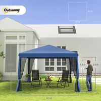 Tonnelle instantanée 3m x 3m avec moustiquaire et sac de transport, hauteur réglable, abri extérieur