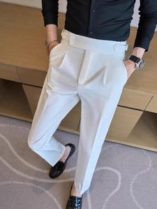Pantalon de costume droit pour homme, style britannique, polyvalent, élégant, avec boutons décoratifs, vente directe d'usine - Product Image 6