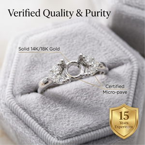 แหวนหมั้นทองคำ 18k แบบกึ่งสำเร็จรูป ประดับเพชรทรงหัวใจแบบซ่อนรูป ได้รับการรับรองจาก IGI เครื่องประดับคลาสสิกสำหรับผู้หญิง - Product Image 4