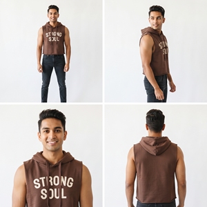 Crop Sleeveless Hoodie <b>Top</b> <b>Men</b> Loose Fit Print Breathable Winter Cropped Hoodies <b>Top</b> Casual Sleeveless Workout Crop Hoodies <b>Men</b> - Product Image 6