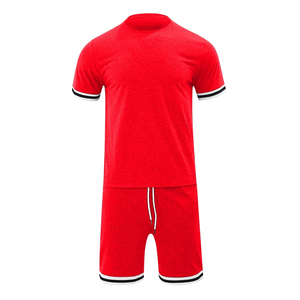 Ensemble deux pièces pour homme, coupe ajustée, de haute qualité, été, uni, vêtements de plein air, t-shirt et short, 100% coton, séchage rapide, respirant - Product Image 4