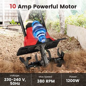 Coltivatore Elettrico da Giardino 10 Amp con 4 Lame, Larghezza di Lavoro 14 Pollici e Manico Pieghevole, 380 RPM - Product Image 4