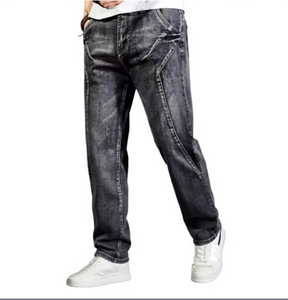 Men s Straight Leg Distressed Denim Jeans Mid Waist Regular Fit Cotton Washed Casual Style Men Slim Fit Stretch Denim Jeans - Product Image 1