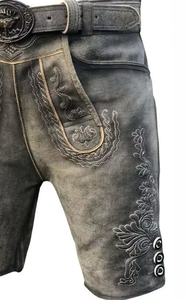 กางเกงหนังแท้ Trachtenlederhose ขายดีที่สุด หนังแท้ 100% ไซส์ใหญ่พิเศษ พร้อมเข็มขัด ขนาด 46-60 ผลิตในปากีสถาน - Product Image 4