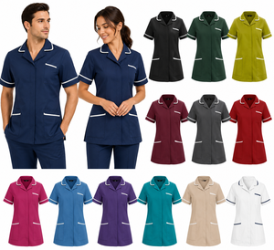 2026 Custom Nurse Tunic Uniform Women Notch Collar Nursing Uniform Healthcare Workwear with Pockets Wholesale Medical <b>Scrub</b> <b>Top</b> - Product Image 1