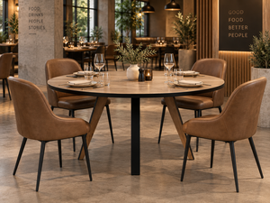 Round Mango Wood Restaurant <b>Table</b> Industrial Design Durable Modern <b>Foldable</b> <b>Dining</b> Furniture for Hotel Commercial Use - Product Image 1
