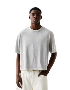 Custom Logo Streetwear Box Cut Tee T Shirt Heavyweight <b>Cropped</b> <b>Top</b> T Shirt Graphic Cotton Oversized Boxy Fit T-Shirt <b>Men</b> - Product Image 3