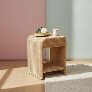 Modern Handwoven Natural Rattan Dining Side <b>Table</b> Small Accent Coffee Stand Furniture For Home Restaurant Cafe Hotel Resort - Product Image 1