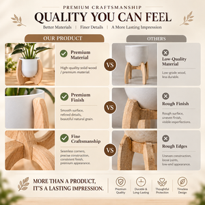 WEWOOD Natural Wooden Plant <b>Pot</b> <b>Stand</b> Solid Wood Eco-Friendly Durable Vintage Flower <b>Pot</b> Holder - Product Image 2