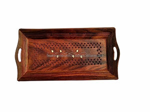 Plateau de service rectangulaire en bois de saule courbé, grande taille, avec poignées, pour hôtels et restaurants – Vente directe usine - Product Image 2