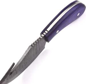 Couteau à lame fixe en acier Damas, couteau à désosser, couteau de chasse à lame pleine, couteau industriel OEM pour le camping et les activités de plein air avec étui - Product Image 3