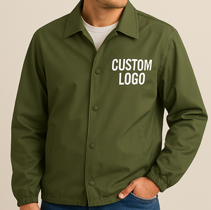 Veste de coaching pour homme avec fermeture à boutons, couleur unie, logo personnalisé, respirante, pour la gym, l'entraînement, grande taille, imperméable - Product Image 6