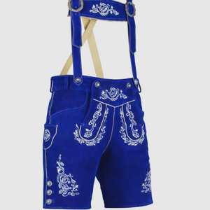 Lederhosen bavaroises authentiques pour hommes, en laine bleue brodée, avec fermeture boutonnée, tailles européennes 46 à 60 - Product Image 1