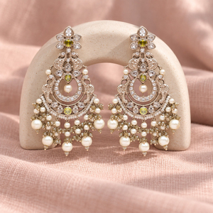 Wholesale Silver Plated <b>Pearl</b> Crescent Chandelier <b>Earrings</b> Bulk Custom Bridal Jewelry - Product Image 2