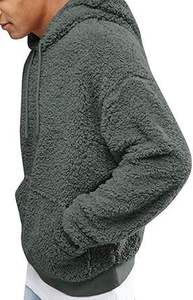 Sweat-shirt à capuche surdimensionné pour homme, couleur unie, décontracté, chaud pour l'hiver, coupe classique, en polyester tricoté - Product Image 2