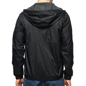 Veste coupe-vent en toile pour homme, personnalisable OEM, imperméable et coupe-vent, avec col montant et capuche de course, veste d'extérieur personnalisable - Product Image 2