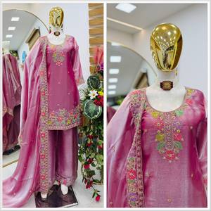 NUEVO SALWAR KAMEEZ DE DISEÑO MODERNO PARA FIESTAS CON DUPATTA, SERIE CON MANGAS COMPLETAS, TRABAJO EN RELIEF, SECADO RÁPIDO, PARA TODAS LAS TEMPORADAS - Product Image 1