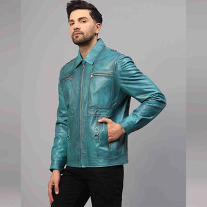 Primum Quality Men's <b>Vintage</b> Style Distressed Faded Real Cowhide Leather <b>Jacket</b> Style Leather <b>Jacket</b> - Product Image 2