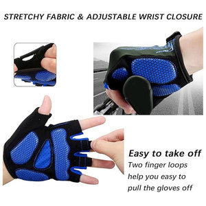 Guantes de Ciclismo Unisex de Medio Dedo con Diseño de Llama Azul, Poliéster Transpirable y Absorbente de Humedad para Uso en Verano - Product Image 3