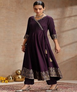 Traje Anarkali de rayón con bordado y estampado metalizado, conjunto de boda, ropa étnica tradicional, dupatta, conjunto de fiesta para mujer 86087 JJ-1029 - Product Image 3