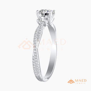 Moissanite Three <b>Stone</b> Ring for Women Silver Tone Engagement Wedding Anniversary Jewelry Elegant Daily Wear Style - Product Image 6