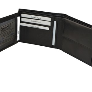 BVB Men's Genuine Leather Trifold <b>Wallet</b> with Embossed Logo <b>RFID</b> Protection Short Fold Design Daily Use - Product Image 3