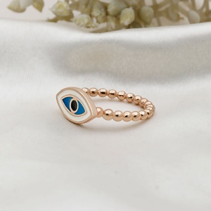 Bague Œil du Diable en Argent 925 Plaqué Or, Peinture à l'Huile, Tendance, Porte-Bonheur, Œil d'Ange Bleu Contre le Mal pour Femme - Product Image 3