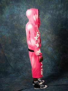 Survêtement unisexe rose tie-dye à capuche avec fermeture éclair, coupe ample, style streetwear, avec imprimé lettres et poches latérales - Product Image 4